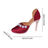 Maxbell High Heeled Shoes Pearl Female Shoes for Dress up Action Figures Accessories red