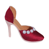 Maxbell High Heeled Shoes Pearl Female Shoes for Dress up Action Figures Accessories red