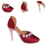 Maxbell High Heeled Shoes Pearl Female Shoes for Dress up Action Figures Accessories red
