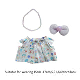 Maxbell 3 Pieces Mini Doll Clothes Set Doll Dress Outifits for Kids 17cm Plush Dolls Bunny skirt