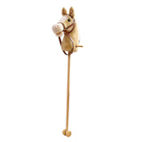 Maxbell Stick Horse Pretend Play Fun Handcrafted Hobby Horse for Children Boys Girls yellow  with wheels