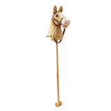 Maxbell Stick Horse Pretend Play Fun Handcrafted Hobby Horse for Children Boys Girls yellow  with wheels