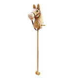 Maxbell Stick Horse Pretend Play Fun Handcrafted Hobby Horse for Children Boys Girls yellow  with wheels