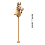Maxbell Stick Horse Pretend Play Fun Handcrafted Hobby Horse for Children Boys Girls yellow  with wheels