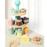 Maxbell Wooden Tea Party Set for Little Girls Kitchen Accessories for Children Girls