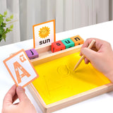 Maxbell Montessori Sand Tray Educational Toys with Cards Pen Sand Tray for Classroom