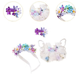 Maxbell 3 Pieces Dolls Dress with Flower Headband Hairpin for 15-17cm Dolls Dress up Violet
