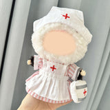 Maxbell Plush Doll Clothes for 20cm Soft Photo Props Doll Clothing Doll Nurse Outfit Pink