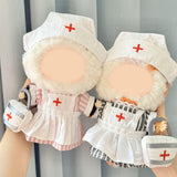 Maxbell Plush Doll Clothes for 20cm Soft Photo Props Doll Clothing Doll Nurse Outfit Pink