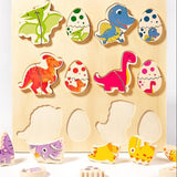 Maxbell Wood Puzzles for Toddlers 1-3 Boards Toys Dinosaur Matching Puzzles