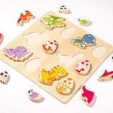 Maxbell Wood Puzzles for Toddlers 1-3 Boards Toys Dinosaur Matching Puzzles