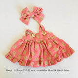 Maxbell Doll Clothes 38cm Fashion Plush Doll Accessories Costumes Soft Doll Outifits pink and hair clips