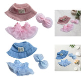 Maxbell 3 Pieces Dolls Dress with Hat Bow Hairpin Costume for 15-17cm Dolls Dress up Pink