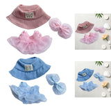 Maxbell 3 Pieces Dolls Dress with Hat Bow Hairpin Costume for 15-17cm Dolls Dress up Pink