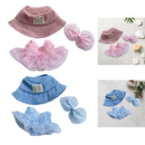 Maxbell 3 Pieces Dolls Dress with Hat Bow Hairpin Costume for 15-17cm Dolls Dress up Pink