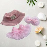 Maxbell 3 Pieces Dolls Dress with Hat Bow Hairpin Costume for 15-17cm Dolls Dress up Pink