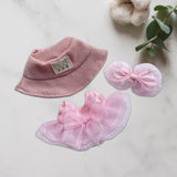 Maxbell 3 Pieces Dolls Dress with Hat Bow Hairpin Costume for 15-17cm Dolls Dress up Pink