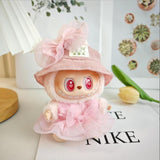 Maxbell 3 Pieces Dolls Dress with Hat Bow Hairpin Costume for 15-17cm Dolls Dress up Pink