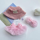 Maxbell 3 Pieces Dolls Dress with Hat Bow Hairpin Costume for 15-17cm Dolls Dress up Pink