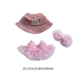 Maxbell 3 Pieces Dolls Dress with Hat Bow Hairpin Costume for 15-17cm Dolls Dress up Pink