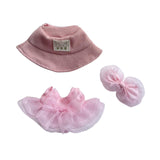 Maxbell 3 Pieces Dolls Dress with Hat Bow Hairpin Costume for 15-17cm Dolls Dress up Pink