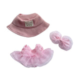 Maxbell 3 Pieces Dolls Dress with Hat Bow Hairpin Costume for 15-17cm Dolls Dress up Pink