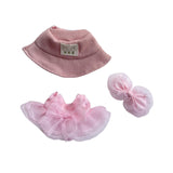 Maxbell 3 Pieces Dolls Dress with Hat Bow Hairpin Costume for 15-17cm Dolls Dress up Pink