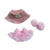 Maxbell 3 Pieces Dolls Dress with Hat Bow Hairpin Costume for 15-17cm Dolls Dress up Pink