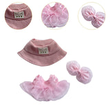 Maxbell 3 Pieces Dolls Dress with Hat Bow Hairpin Costume for 15-17cm Dolls Dress up Pink