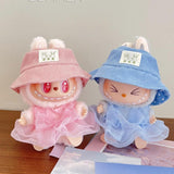 Maxbell 3 Pieces Dolls Dress with Hat Bow Hairpin Costume for 15-17cm Dolls Dress up Pink