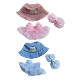 Maxbell 3 Pieces Dolls Dress with Hat Bow Hairpin Costume for 15-17cm Dolls Dress up Pink