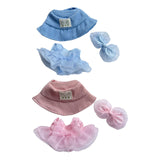 Maxbell 3 Pieces Dolls Dress with Hat Bow Hairpin Costume for 15-17cm Dolls Dress up Pink