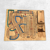 Maxbell Wooden Cribbage Board Game Pocket Sized Tiny Card Game Board for Friend