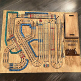 Maxbell Wooden Cribbage Board Game Pocket Sized Tiny Card Game Board for Friend