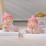 Maxbell Angel Baby Figurine Resin Ballet Girl Face Pose for Book Shelf Table Bedroom Support the Face