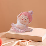 Maxbell Angel Baby Figurine Resin Ballet Girl Face Pose for Book Shelf Table Bedroom Raise the Hands
