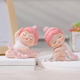 Maxbell Angel Baby Figurine Resin Ballet Girl Face Pose for Book Shelf Table Bedroom Raise the Hands