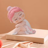 Maxbell Angel Baby Figurine Resin Ballet Girl Face Pose for Book Shelf Table Bedroom Turn Sideways