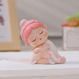 Maxbell Angel Baby Figurine Resin Ballet Girl Face Pose for Book Shelf Table Bedroom Turn Sideways