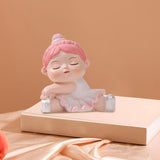 Maxbell Angel Baby Figurine Resin Ballet Girl Face Pose for Book Shelf Table Bedroom Stretch the Legs