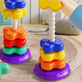 Maxbell Stacking Toys Set Rainbow Rings Stacker for Boys Girls 1-3 Year Old Children Four Layers