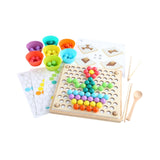Maxbell Rainbow Beads Board Game Play Clip Beads Toy Learning Activity for Gifts Kids