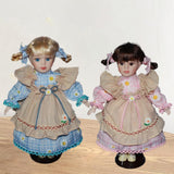 Maxbell Dress up Porcelain Doll Elegant Ceramic Doll for Desk Decoration Friend Gift Blue