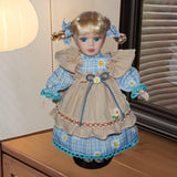 Maxbell Dress up Porcelain Doll Elegant Ceramic Doll for Desk Decoration Friend Gift Blue