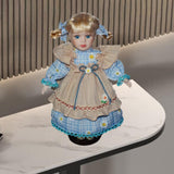 Maxbell Dress up Porcelain Doll Elegant Ceramic Doll for Desk Decoration Friend Gift Blue