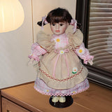 Maxbell Dress up Porcelain Doll Elegant Ceramic Doll for Desk Decoration Friend Gift Pink