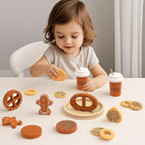 Maxbell Wooden Cookie Play Food Set Kitchen Accessories for Role Play Girls and Boys