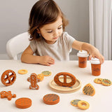 Maxbell Wooden Cookie Play Food Set Kitchen Accessories for Role Play Girls and Boys