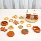 Maxbell Wooden Cookie Play Food Set Kitchen Accessories for Role Play Girls and Boys