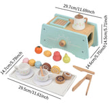 Maxbell Wooden Tea Set Role Play Educational Kitchen Food Accessories for Girls Kids